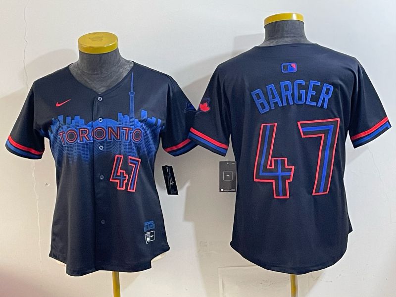 Women 2025 Toronto Blue Jays #47 Barger black Joint Name Nike MLB Jersey style 002